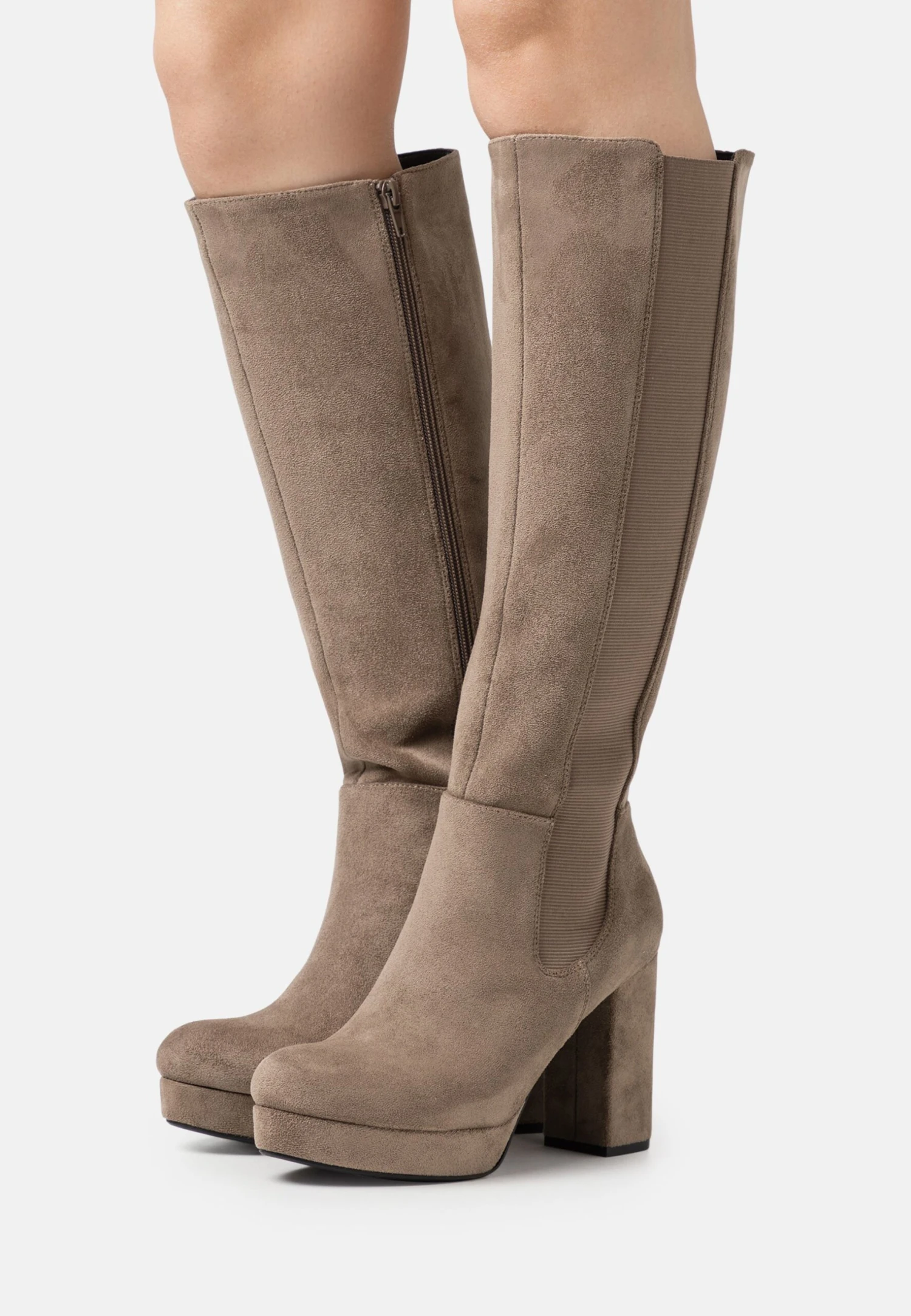 High Heeled Boots - Taupe 3 High Heeled Boots - Taupe