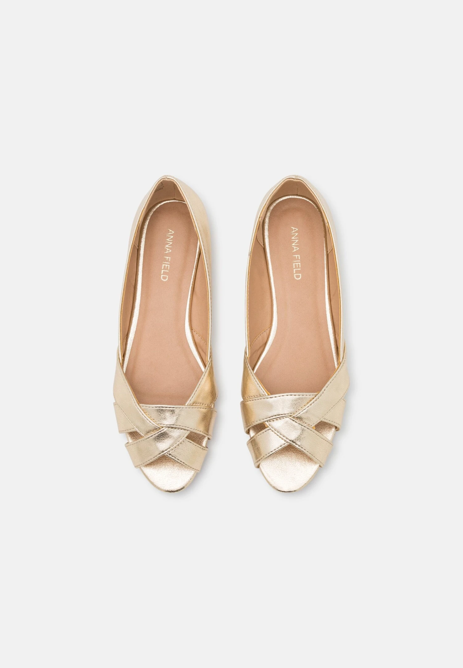Anna Field Peeptoe Ballet Pumps - Gold 8 Anna Field Peeptoe Ballet Pumps - Gold - Image 6