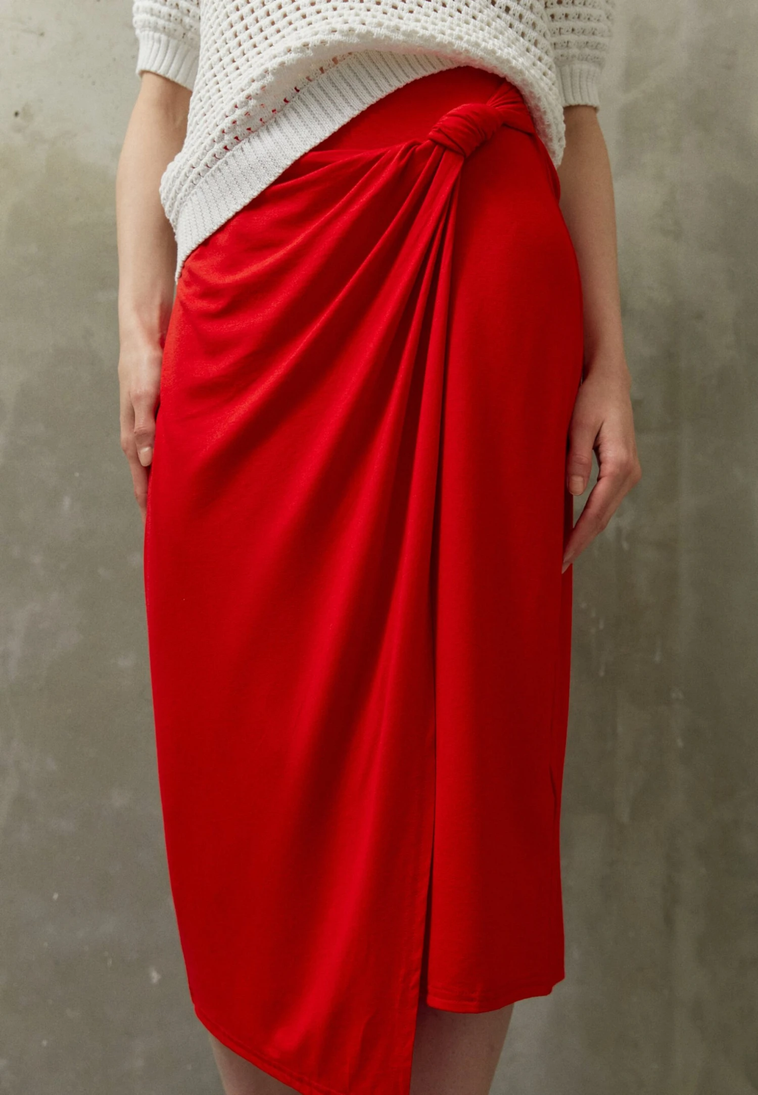 Anna Field Front Knot Midi Skirt - Pencil Skirt - Red 3 Anna Field Front Knot Midi Skirt - Pencil Skirt - Red