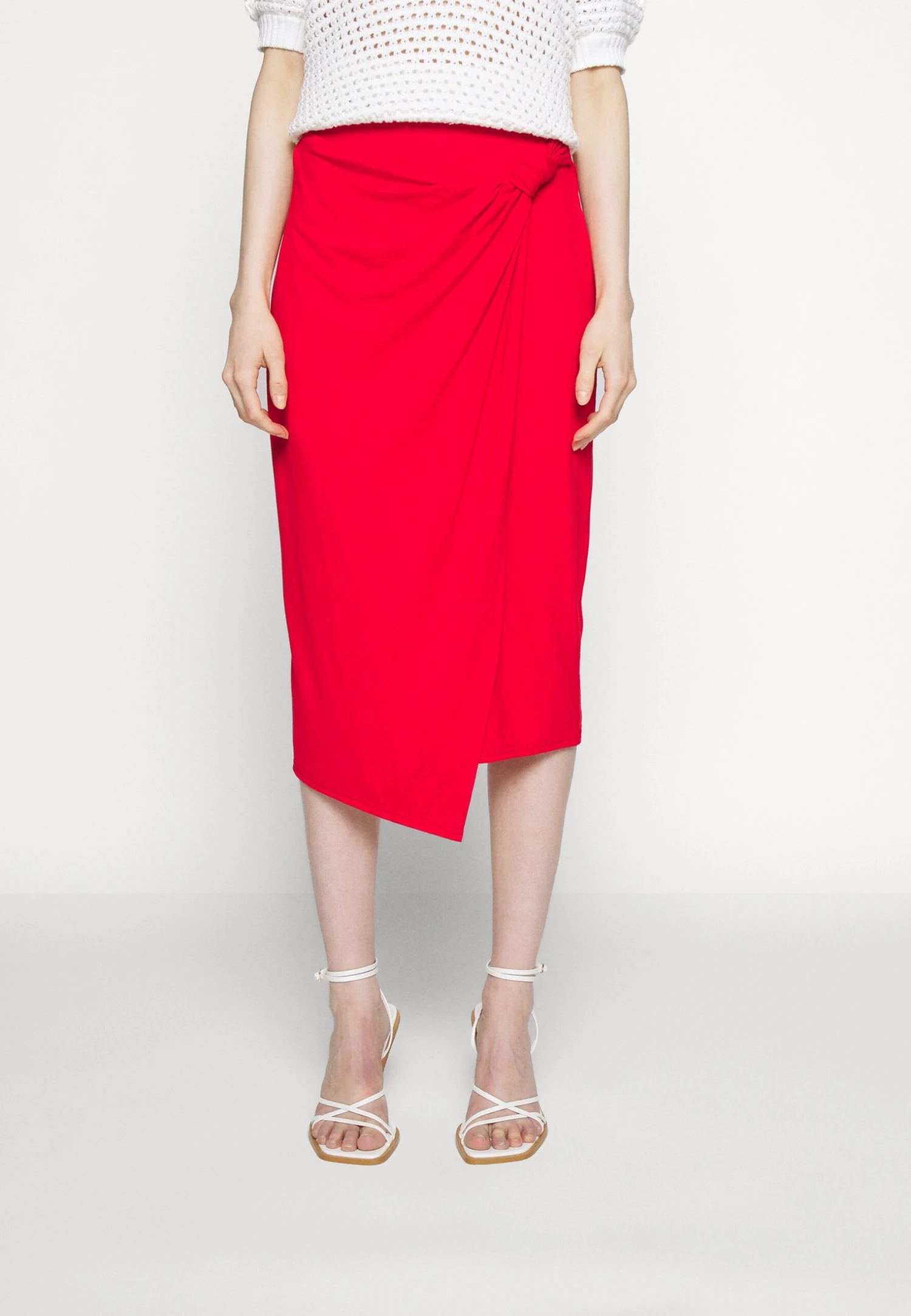 Anna Field Front Knot Midi Skirt - Pencil Skirt - Red 5 Anna Field Front Knot Midi Skirt - Pencil Skirt - Red - Image 3