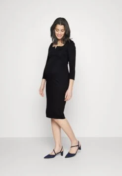 Notch Neckline Midi Dress - Jersey Dress