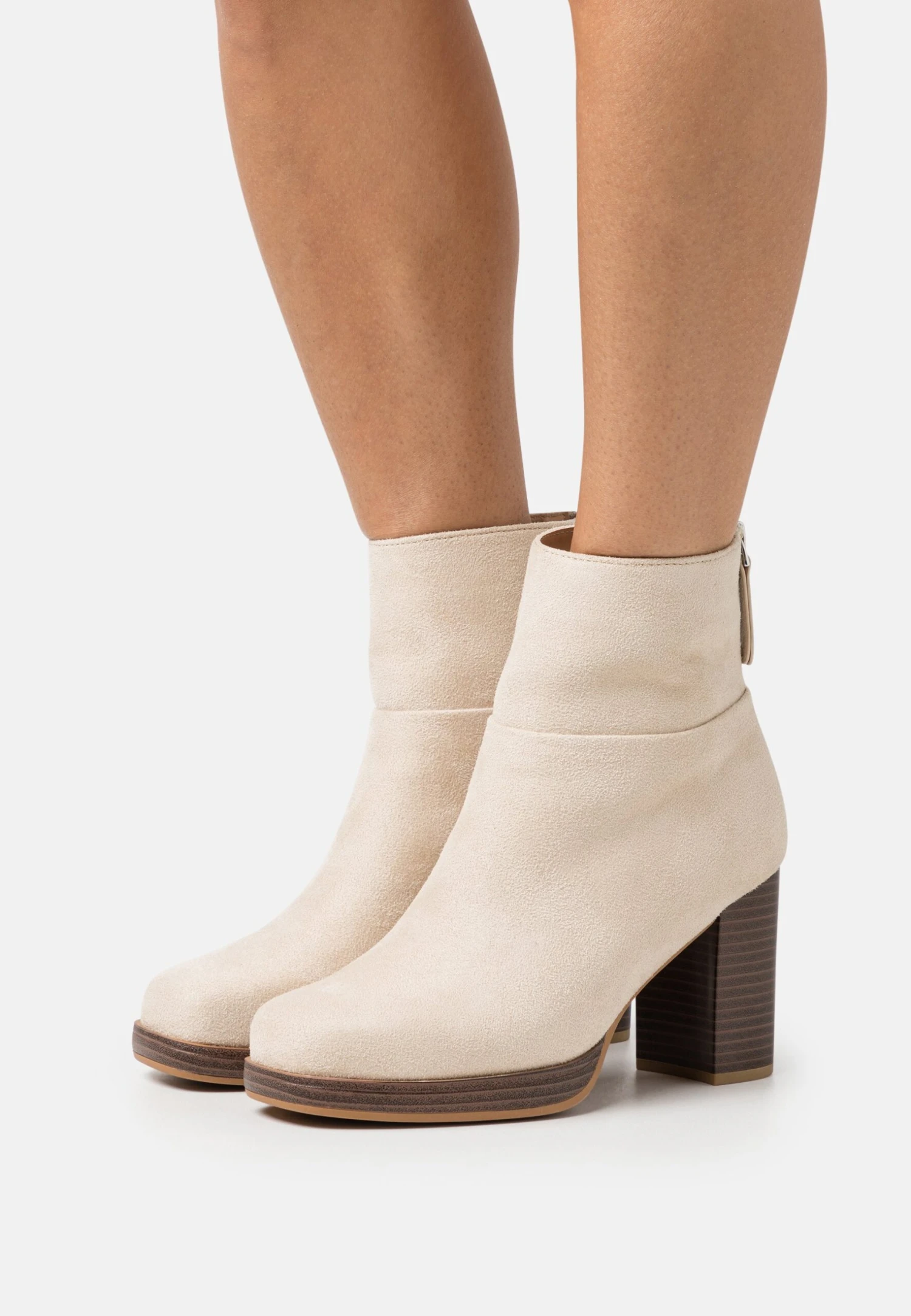 Wide Fit - Platform Ankle Boots - Beige 3 Wide Fit - Platform Ankle Boots - Beige