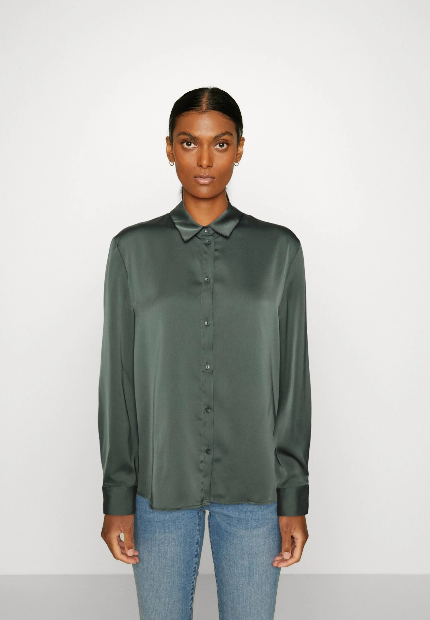 Anna Field Button-Down Blouse - Olive 3 Anna Field Button-Down Blouse - Olive